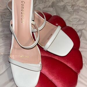 Strappy White Heels